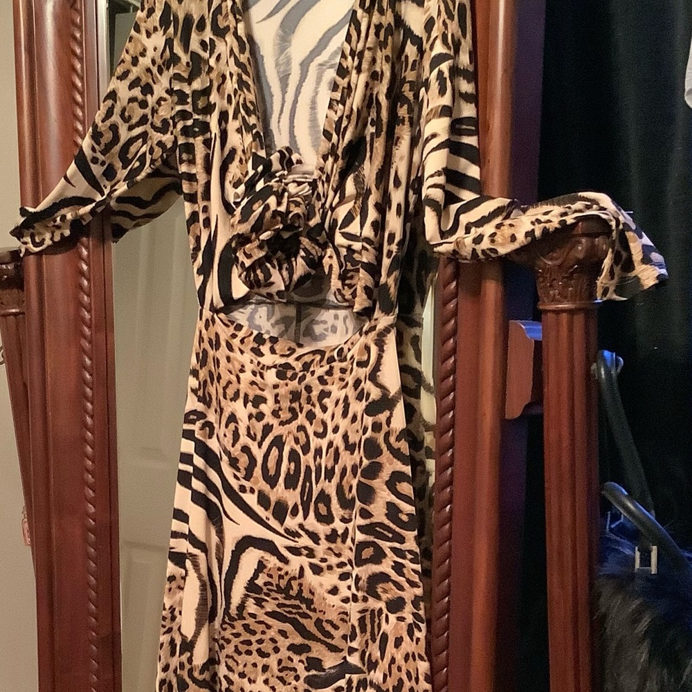 Ducci long animal print wrap dress size m